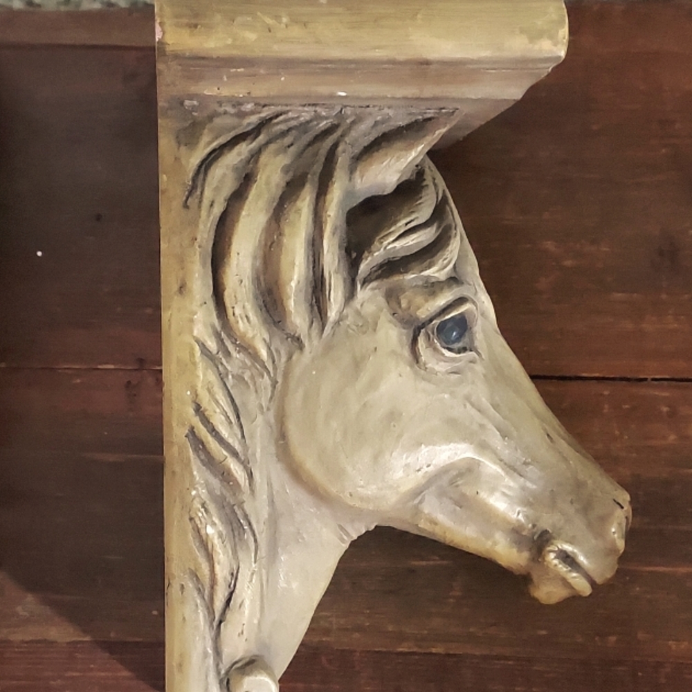 Vintage signed Telle M. Stein Horse wall shelf sconce